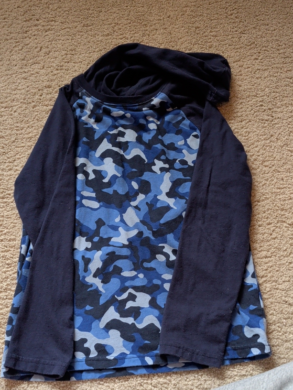 Children's Place blue Camo Hooded Long Sleeve Shirt